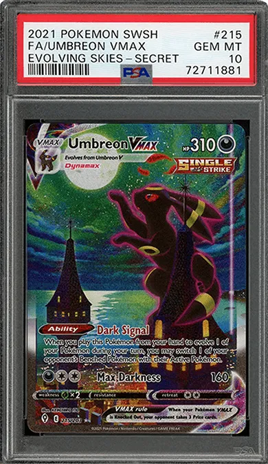 A PSA 10 Umbreon Vmax From Evolving Skies.